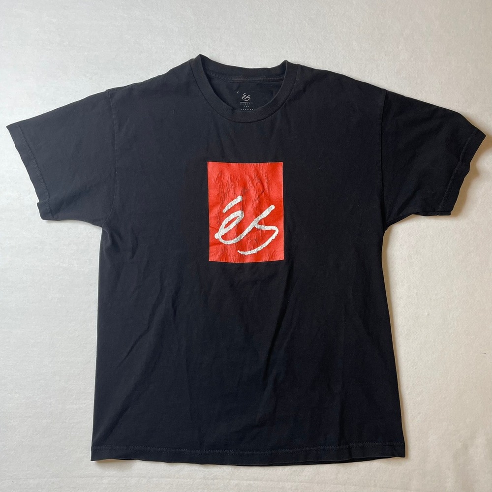ÉS Skateboarding T Shirt Mens Large Black Red Logo Graphic Skater Tee‎